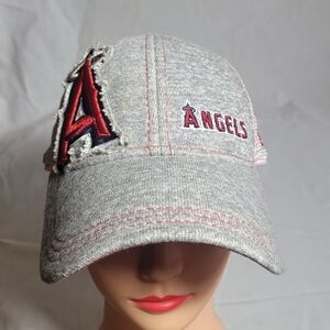 LA Angels Gray Ladies Denim Cap With 5 Panels, Mesh Back And Strap Fitting